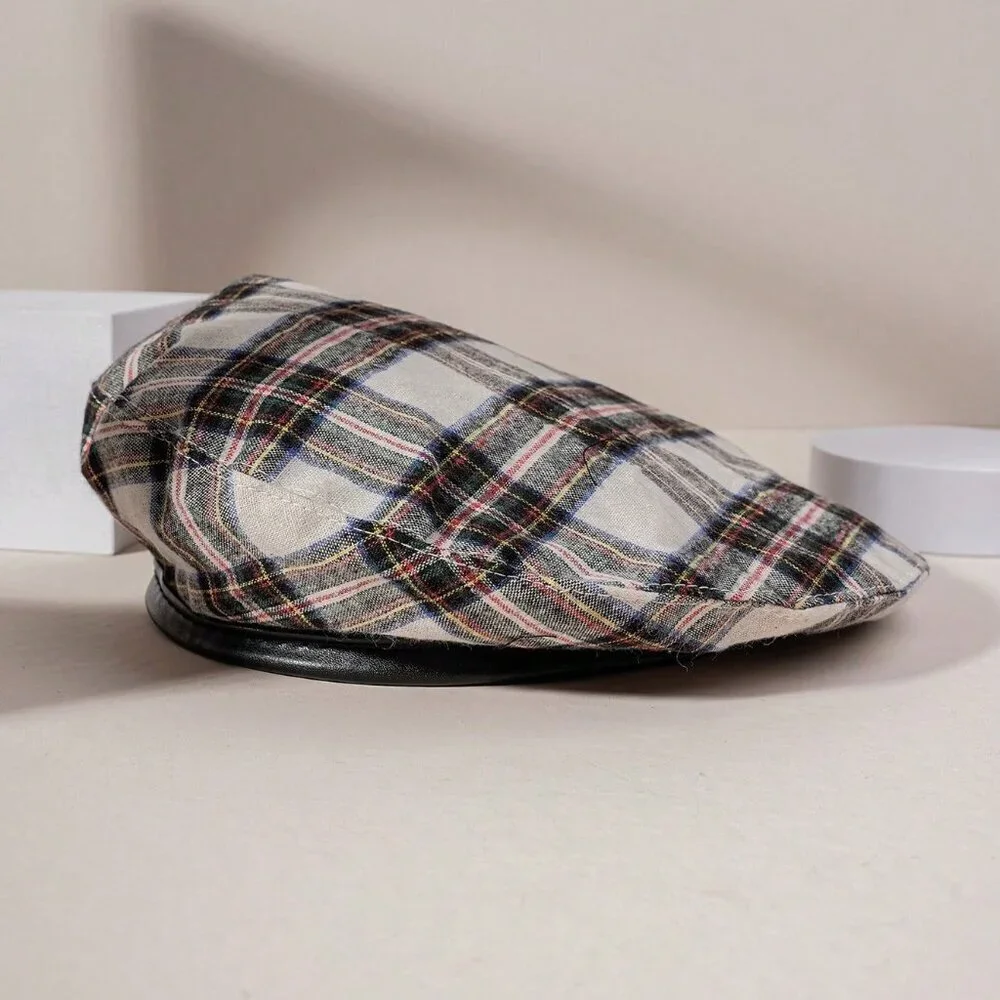 Casual Christmas Plaid Women's Beret Sun Hat Adjustable Outdoor